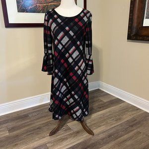 JH Collectibles Fall Dress Red Black Plaid Large L A -Line Excellent